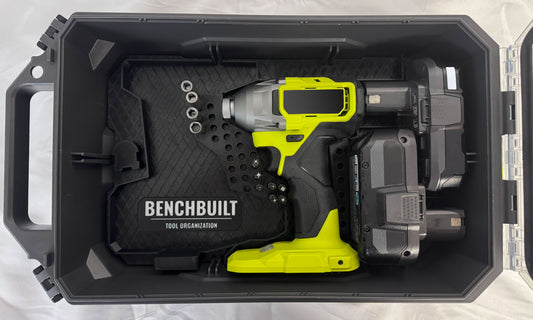 Tool Organizer Insert for Ryobi LINK STM304 – Drop-In Fit, No Cutting – Holds 2 Tools, 2 Batteries, Charger + Bit Storage – BenchBuilt (Tools & Case Not Included)